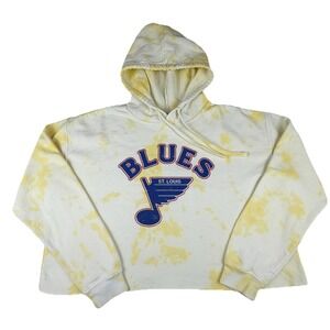 St Louis Blues Bleached Dyed Cropped Hoodie Lane Seven Size L Sweatshirt Raw Hem